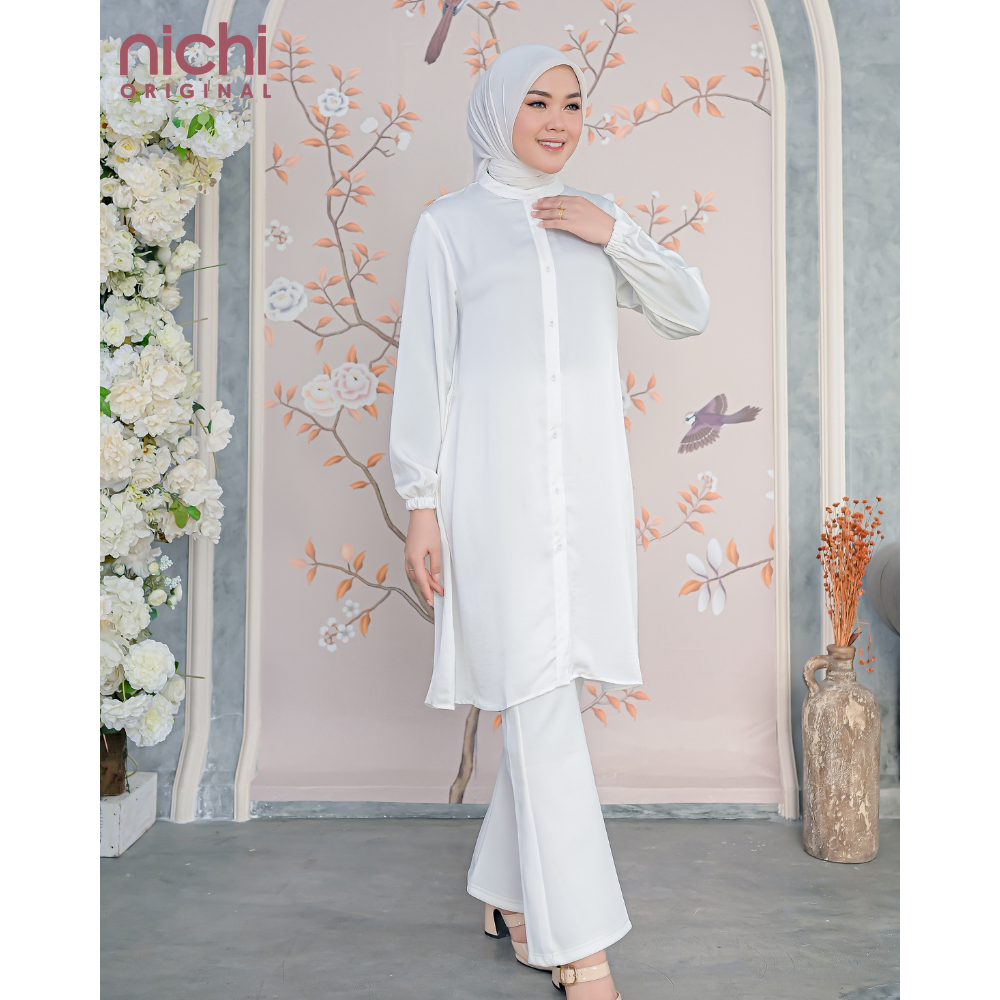 Baju Tunik atasan wanita ootd kasual calista - putih by Nichi