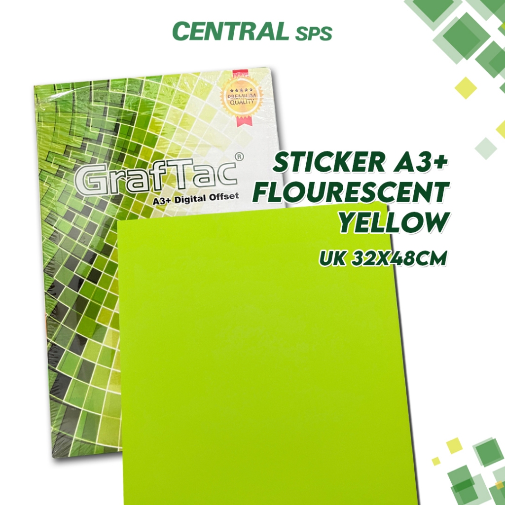 

Graftac Sticker Flourescent Yellow A3+ Bahan 100 Lembar - CENTRAL sps