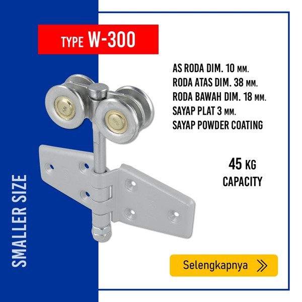 RODA ATAS TENGAH RD4 W300 WINA ORI UNTUK PINTU DORONG SLIDING GARASI