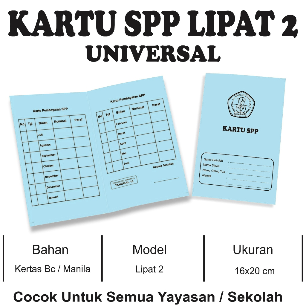 

KARTU SPP UNIVERSAL LIPAT 2, COCOK UNTUK SEMUA SEKOLAH / YAYASAN