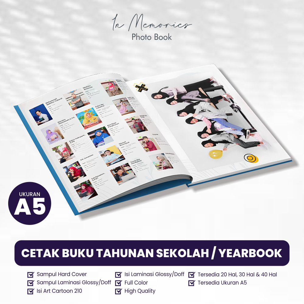 Cetak Buku Tahunan Sekolah / Yearbook Jilid Hardcover - Ukuran A5 - Album Foto