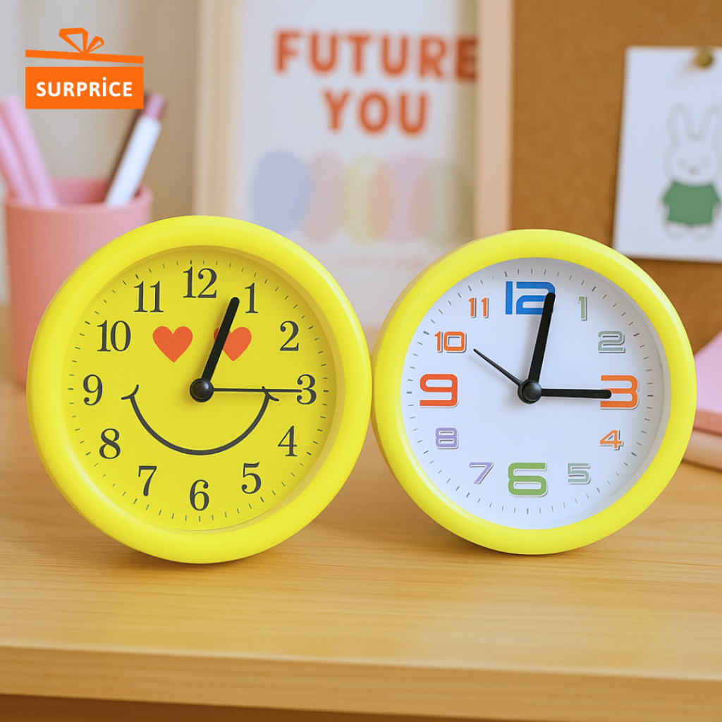 Surprice Jam Weker Bulat Smile Dan Angka / Jam Weker / Jam Alarm / Jam Meja / Jam Weker Kring Karakt
