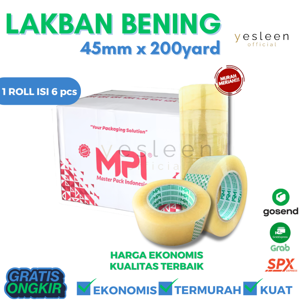 

[TERMURAH] Lakban Bening 200yard 45mm | BOPP TAPE | Isolasi Bening / Clear Tape Daya Lengket Kuat Ekonomis Termurah