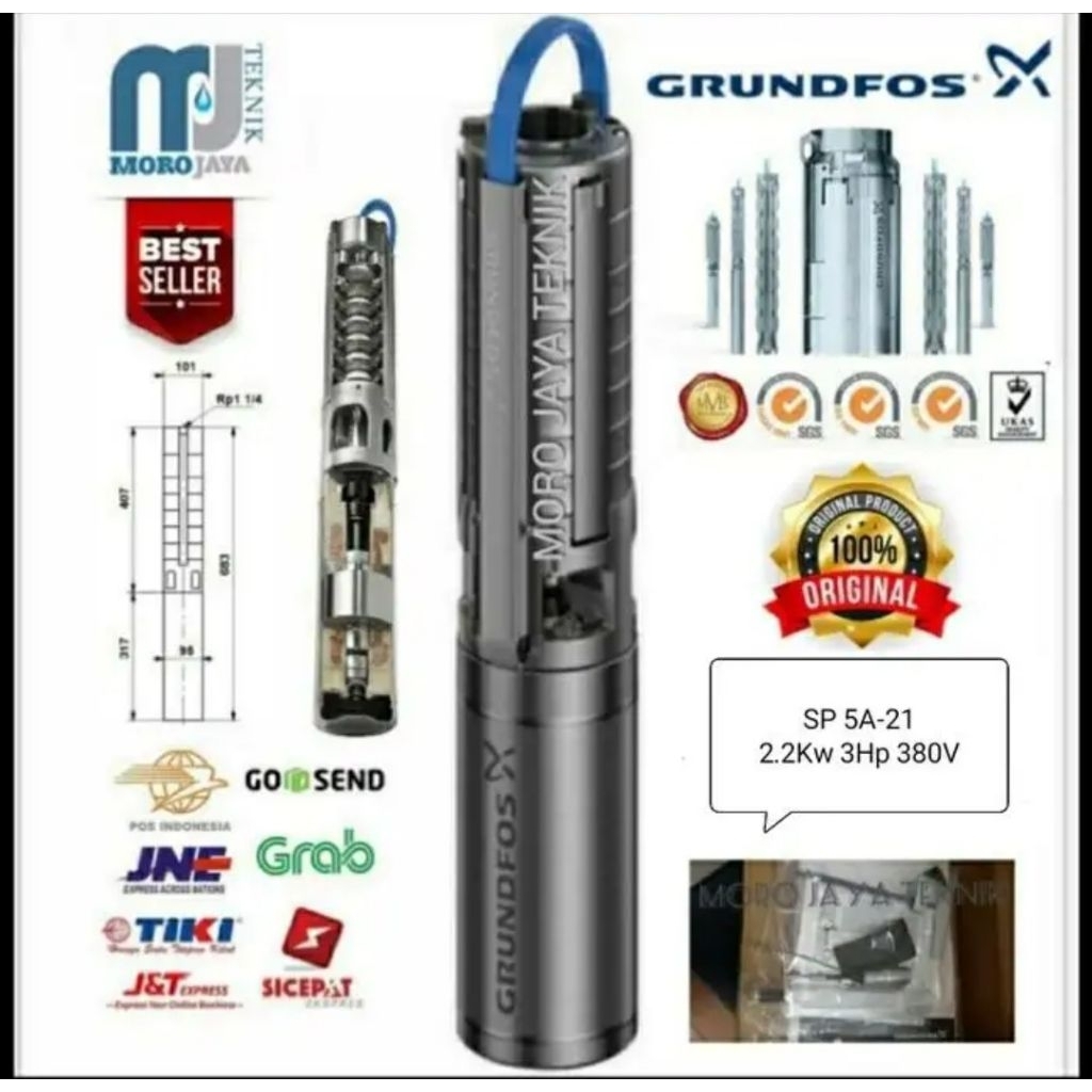 Grundfos SP.5A-21 2,2KW 380Volt Pompa Submersible Grundfos 3HP