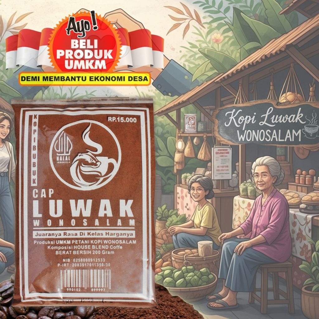 

Kopi Luwak Wonosalam - Kopi Bubuk Murni (Murah Nikmat) - 200 Gram -Kopi Giras / Kopi Bubuk Giras