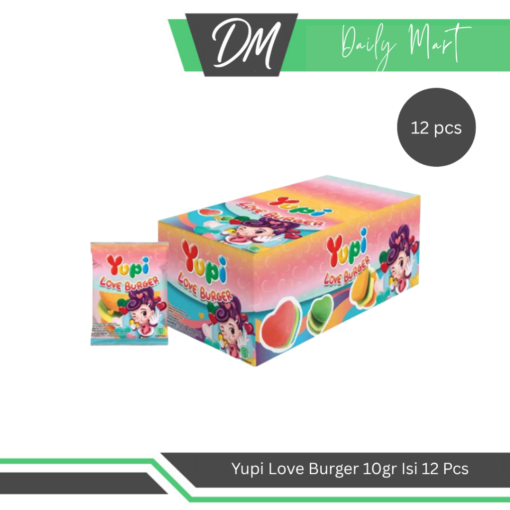

Yupi Love Burger 1 Box Isi 12 Pcs x 10gr - Permen Kenyal Berbentuk Lucu Enak Murah