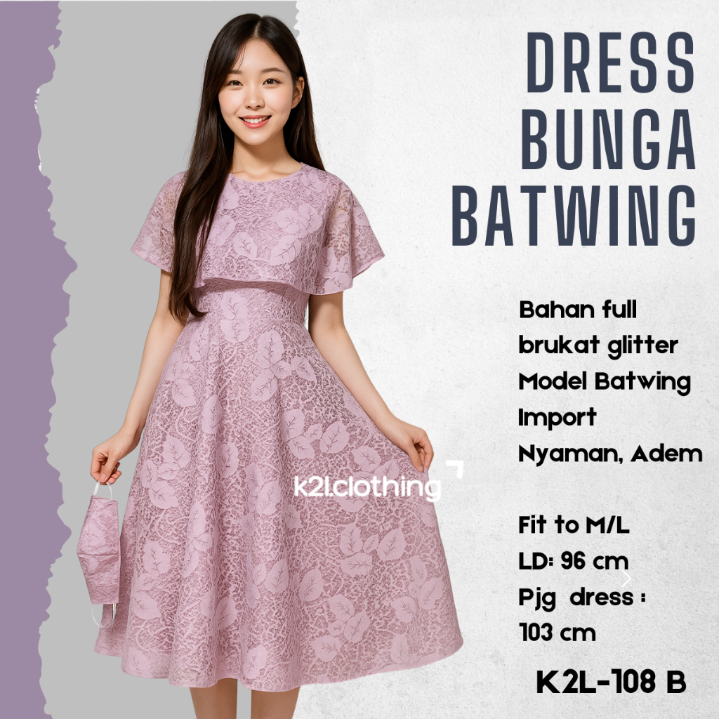 Cherry Dress pesta Dress Pesta Kondangan Wanita Mewah model A Line K2L-108B / dress Korean Style Ful