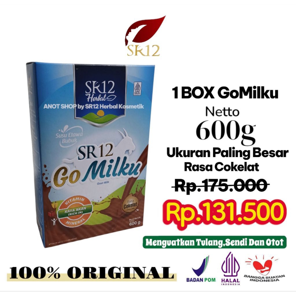 

Go Milku Cokelat SR12 Susu Kambing Etawa Asli Box 600gr