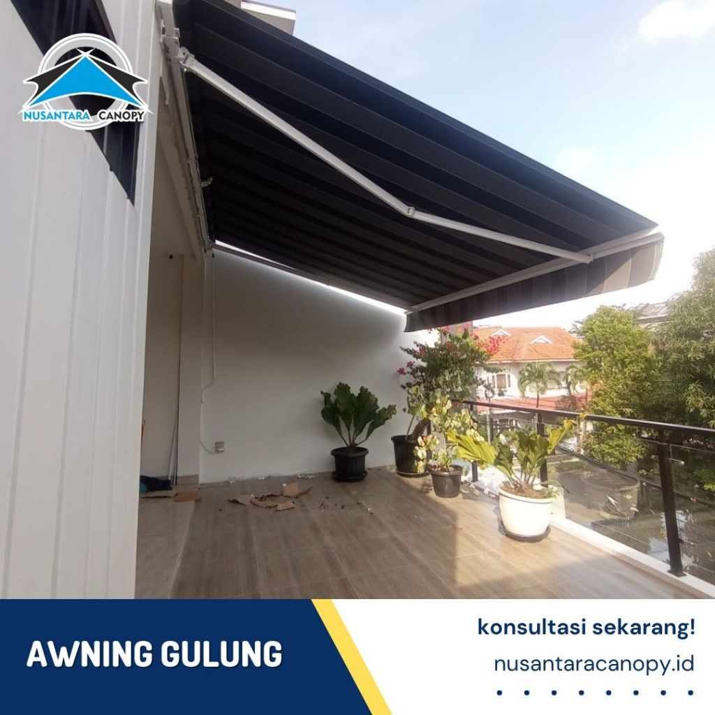 Kanopi Lipat Awning Gulung Otomatis dan Manual Bergaransi Tangerang, Canopy Buka Tutup Outdoor Murah