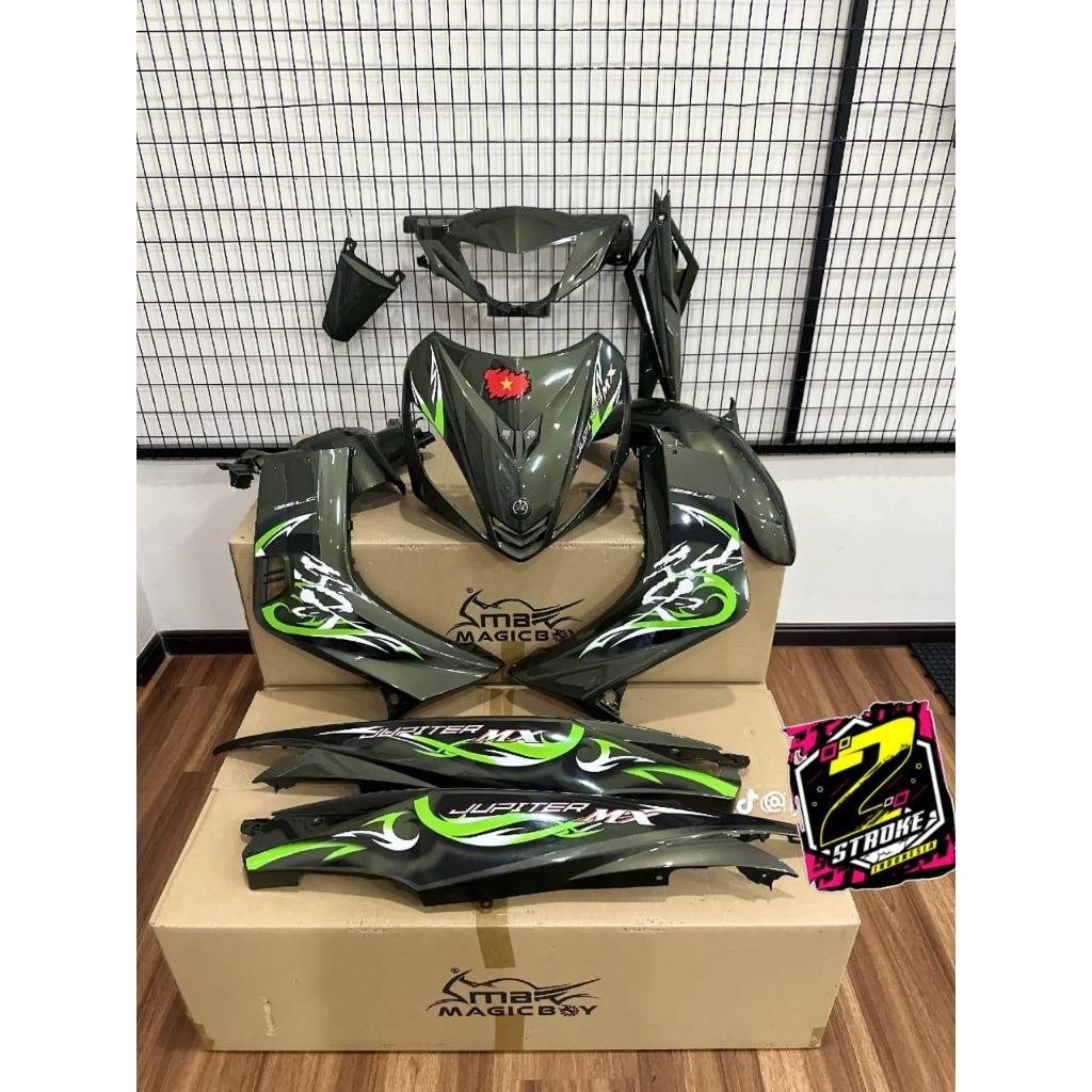 COVER BODY HALUS FULLSET YAMAHA JUPITER MX LAMA BODI SET JUPITER MX OLD 135 CUSTOM DECAL WARNA HIJAU
