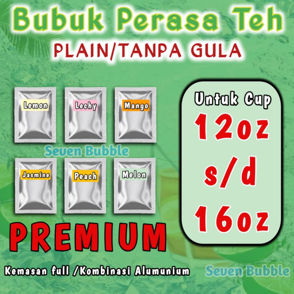 

Bubuk Perasa Teh Premium Plain Tanpa Gula Aneka Rasa Buah Mango Lechy Lemon Termurah