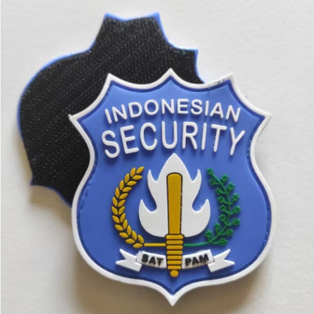 PATCH RUBBER LOGO SECURITY SATPAM INDONESIA DASAR BIRU/TEMPELAN EMBLEM KARET VELCRO / LOGO SATPAM