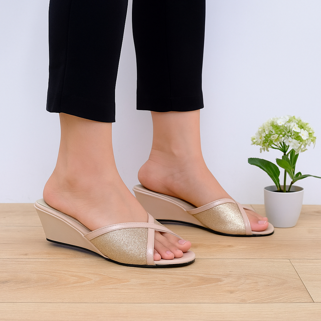 BIG SIZE - Sandal Wedges Wanita Slide Selop Ukuran Jumbo 40-45 Sendal Kondangan Ibu Ibu