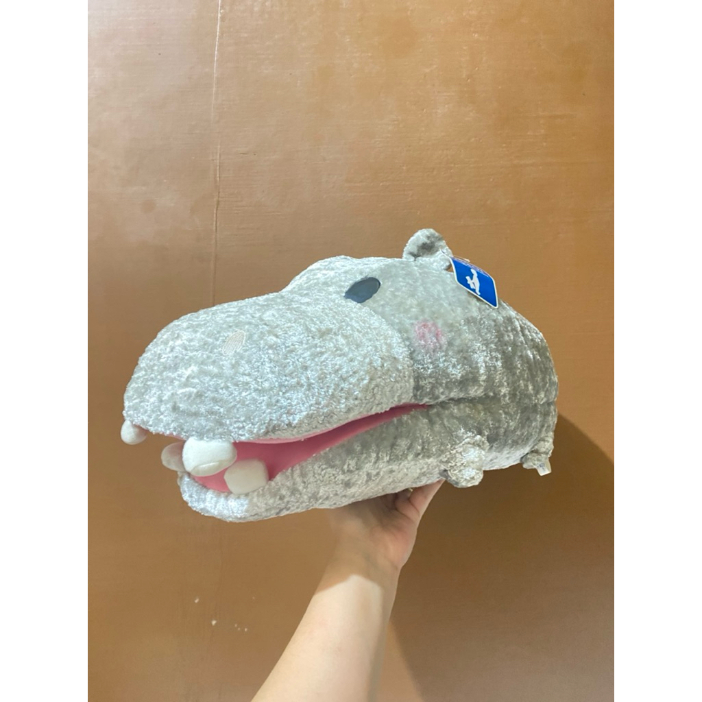 Boneka Karakter Hippo Besar size 45x21x20cm Original / Boneka Hippo Mulut Besar / Boneka Hippo Abu /