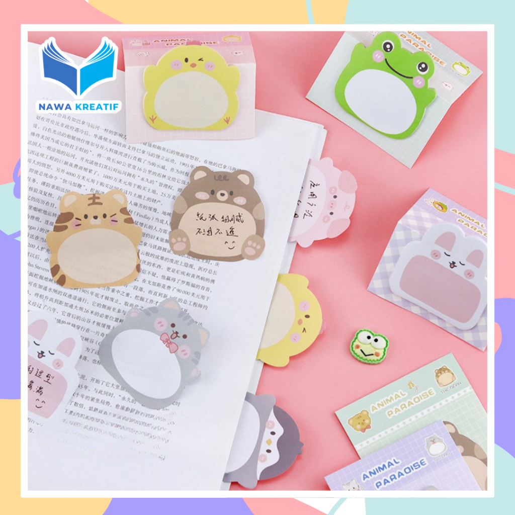 

NAWA Sticky Notes Motif Hewan Isi 20 Lembar Tempelan Kertas Catatan Memo Mini Sticky Note Animal