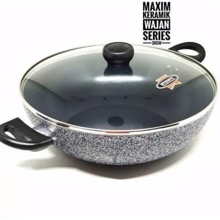 MAXIM NEOSTONE Wajan Kuali Keramik 30 cm WOK - Kuali Anti Lengket Marble Ceramic / Panci keramik + t