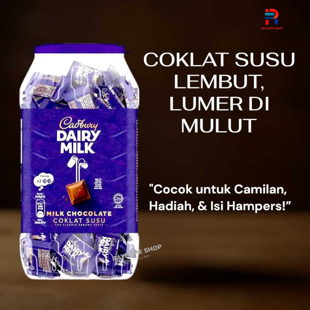 

PROMO Snack Makanan Ringan Cemilan Anak Cokelat Coklat Chocolate Bar Cadbury Dairy Milk Susu Chunks Neaps Jar Share Sharing Toples Plastik 405 gram 405 gram gr Murah Termurah Classic Creamy Klasik 90 Butir Usaha Kekinian Viral Ide Jualan Hampers Parcel