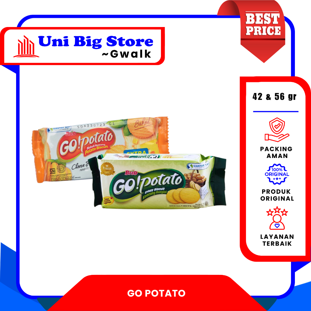 

BRIO GO POTATO ORIGINAL - KEJU CHEESE BISKUIT KENTANG GOPOTATO - 42 & 56 gr