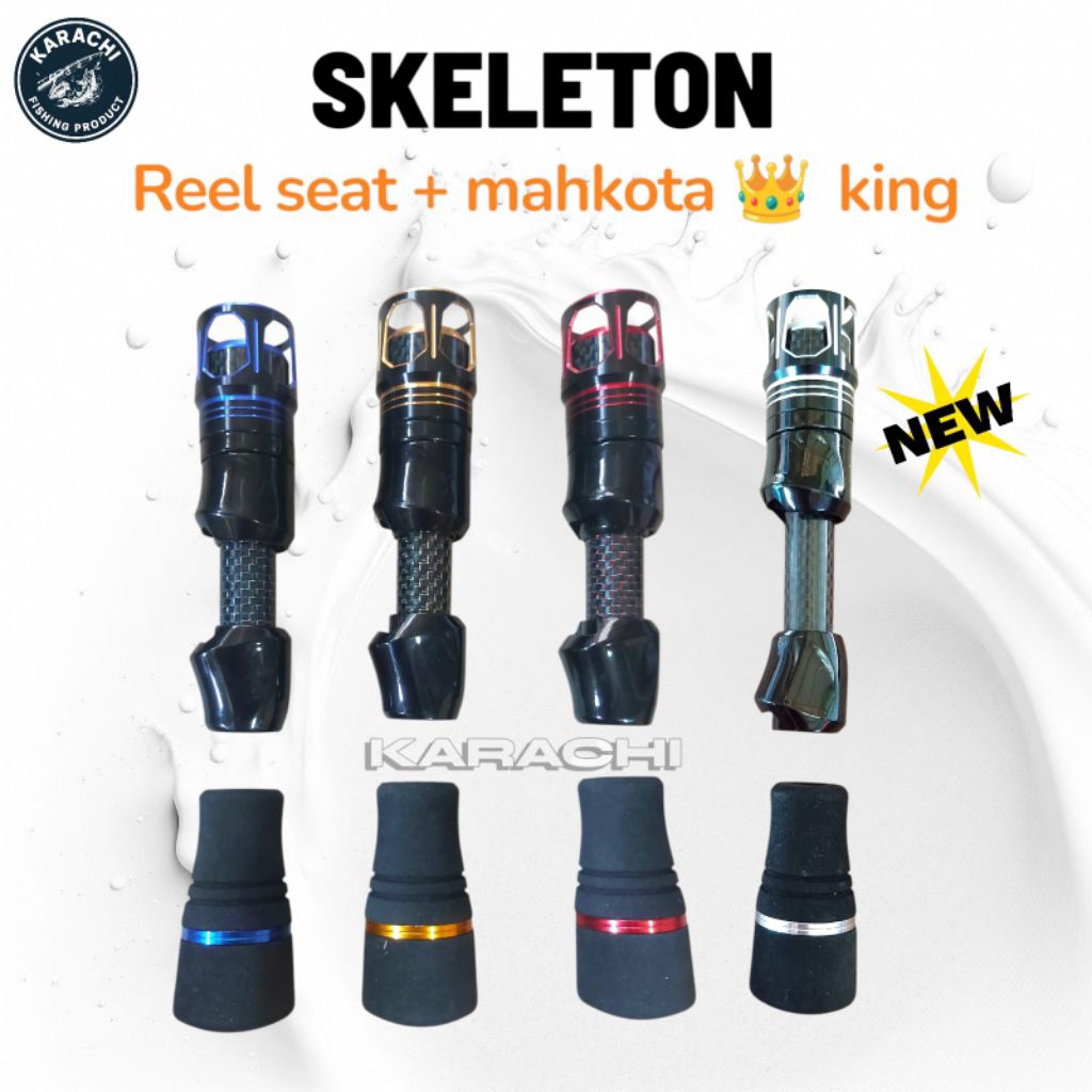 reel seat skeleton + mahkota raja / reelseat custom joran set  carbon