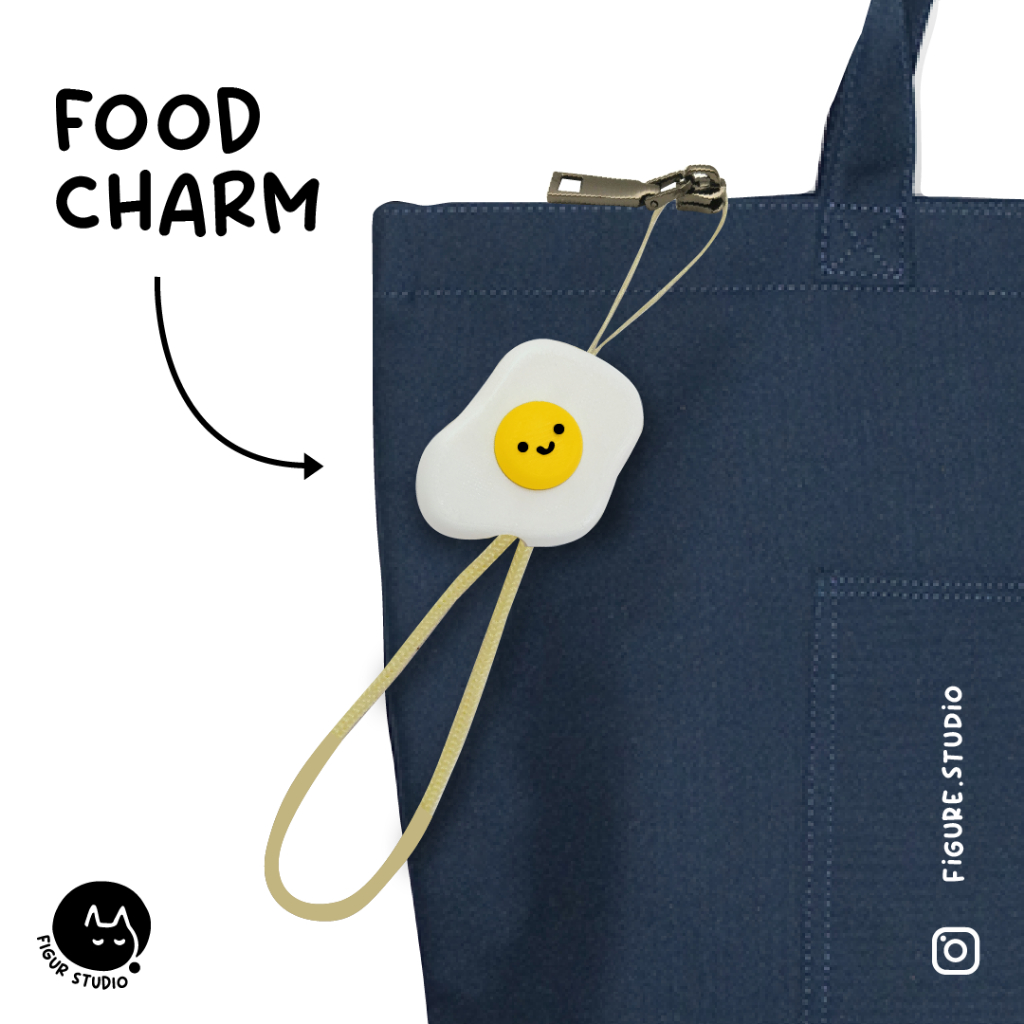 FIGURE STUDIO | FOOD CHAM Gantungan kunci miniatur makanan phonestrap keychain gantungan hp lucu egg
