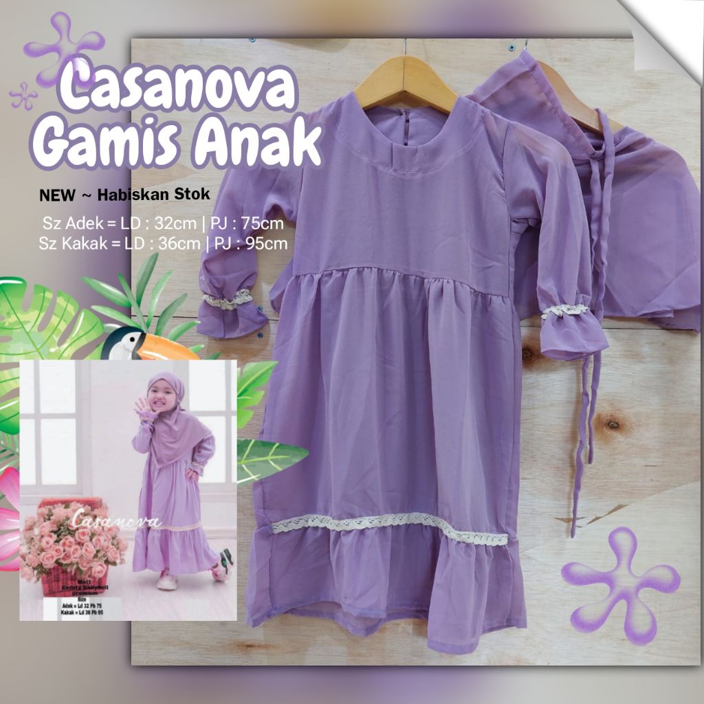 NEW Gamis Dress Anak Balita Muslimah ~ Casanova lilac anggun ~ Syar'i