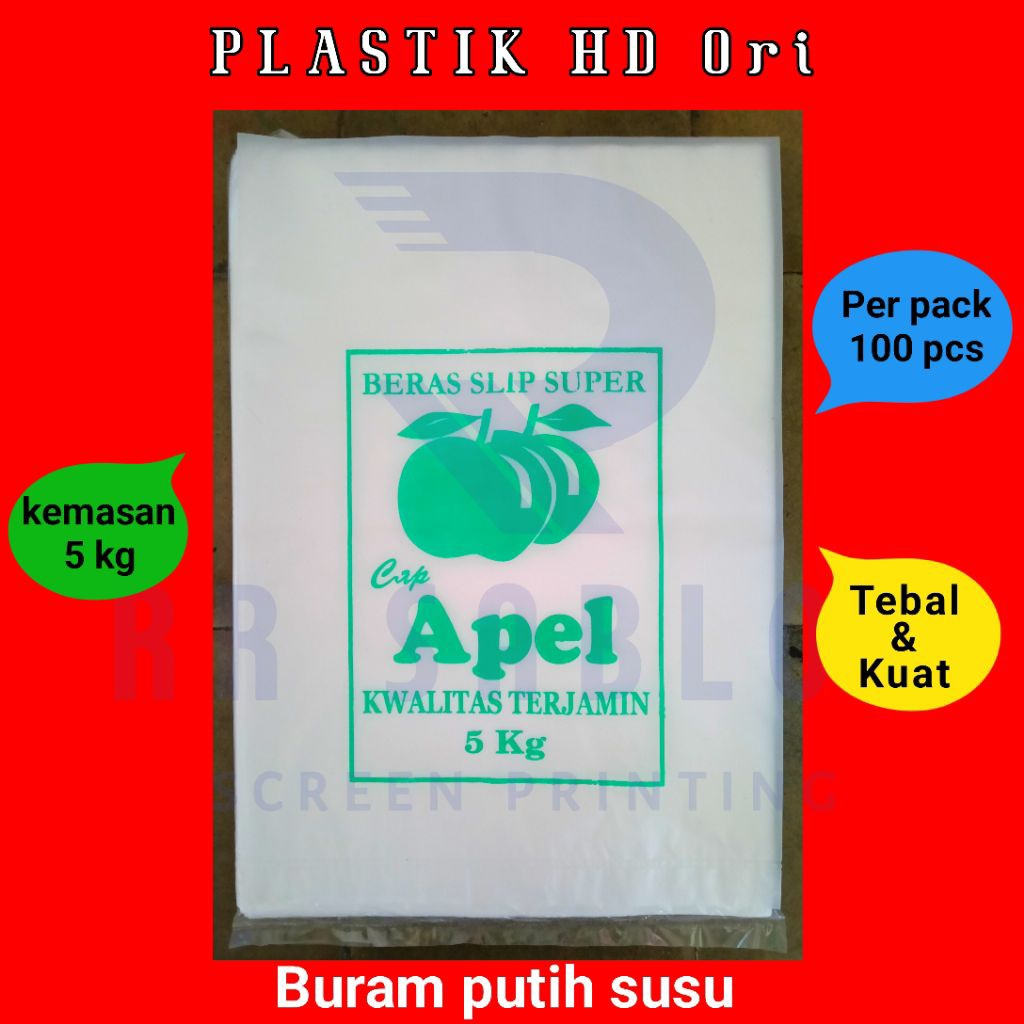 Kemasan Beras Apel, Kantong plastik 5 kg 100 pcs