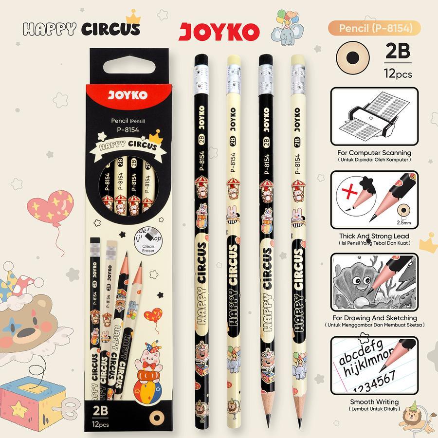 

1 LSN / 12 Pcs Pencil Pensil Joyko P-8154 2B Happy Circus