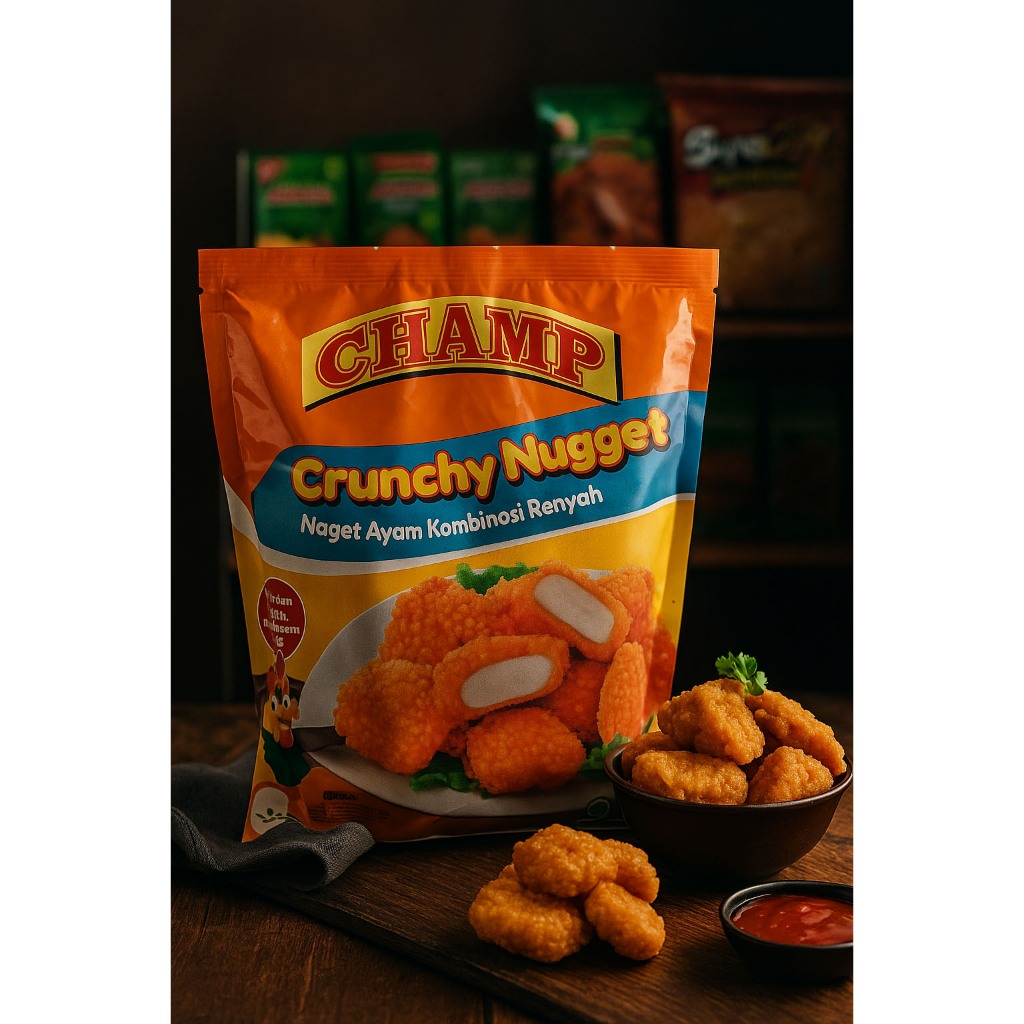 

Champ Crunchy Nugget Ayam Renyah Praktis Siap Goreng Frozen - 450 Gram