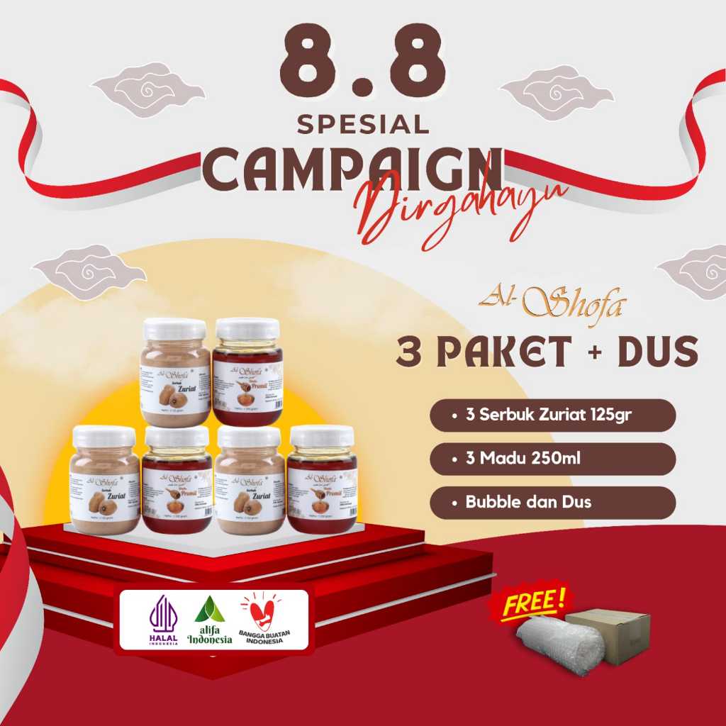 

Techaddict Store Paket 3 Serbuk Zuriat Al Shofa 125Gr Dan 3 Madu Promil Al Shofa 250Ml Free Kardus