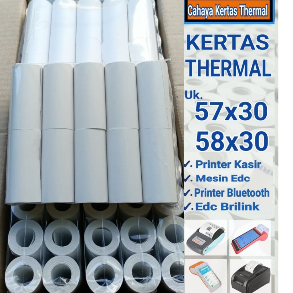 

10 Roll Kertas Struk Thermal Paper Roll 57X30/58X28 Paket hemat