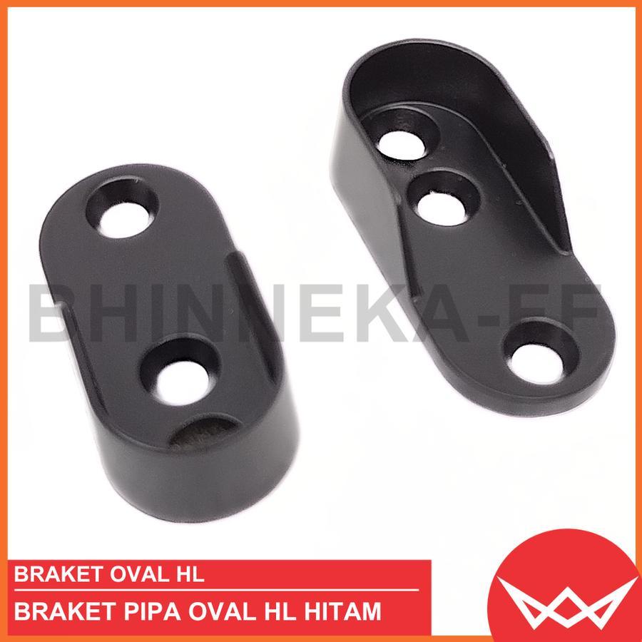 Braket Pipa Oval Hitam / Gantungan Lemari Baju Pipa Oval HARGA 1 PSG