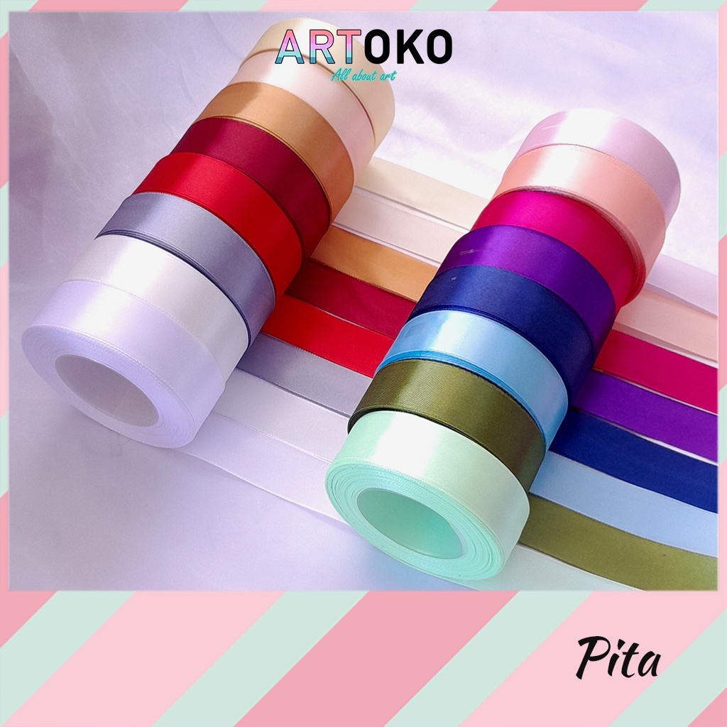 

[1 SLOP 5 ROLL] Pita Satin 1 Inch Pita Warna-warni untuk Dekorasi Kado, Bunga, Souvenir, Kerajinan, dan Hampers
