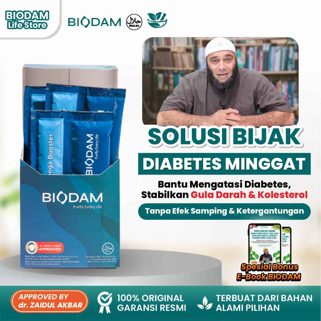 Biodam 1 Box Obat Herbal Diabetes Alami Mengatasi Gula Darah & Kencing Manis By Dr. Zaidul Akbar ORI