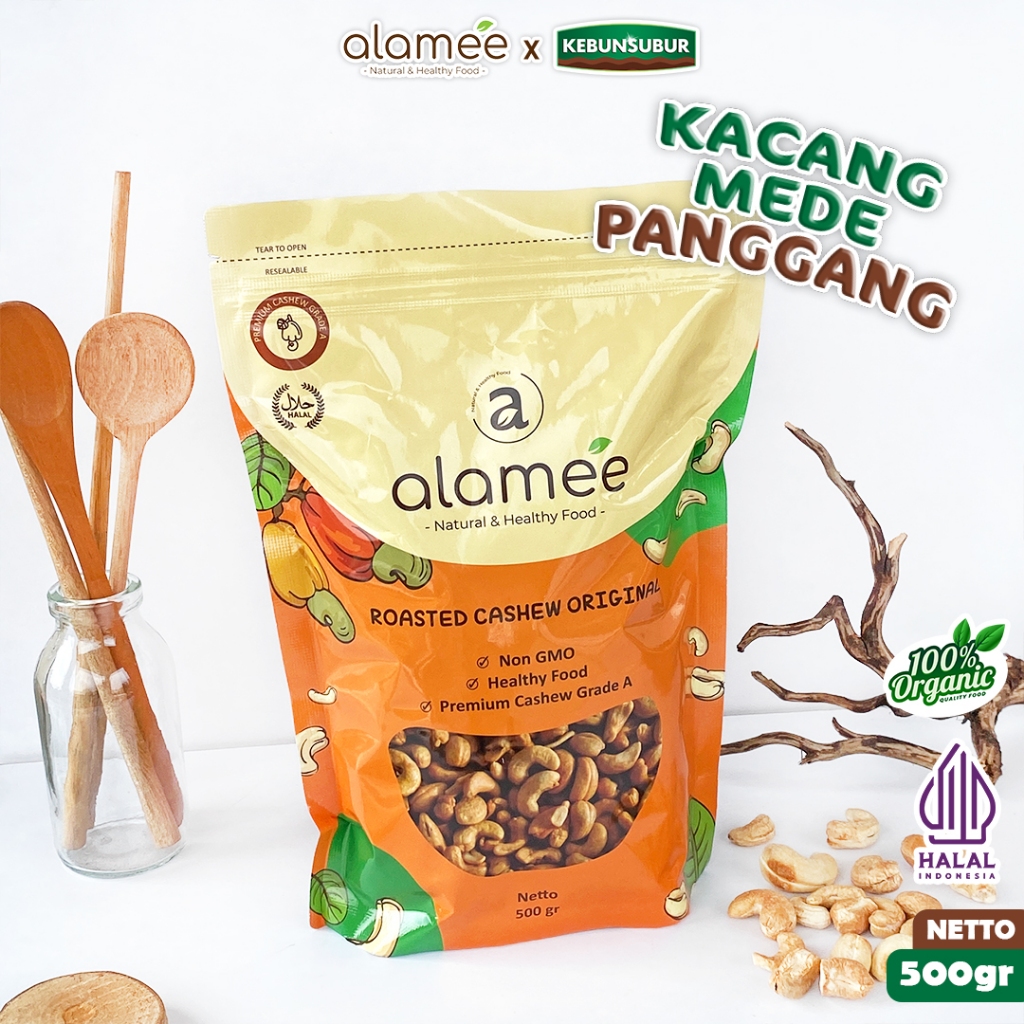 

ALAMEE Kacang Mete Panggang Mede Mente Roasted Cashew Organik Oven Matang 500 gram kebunsubur