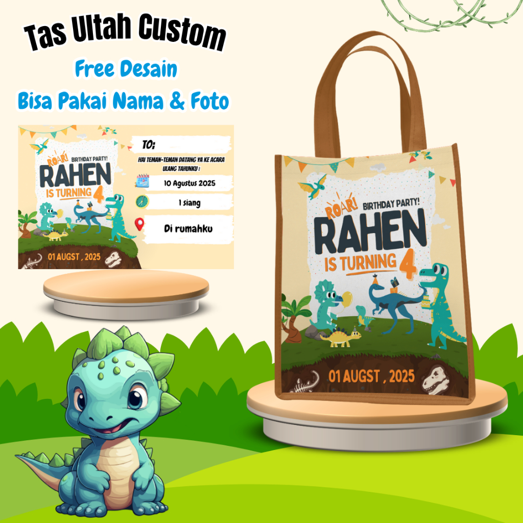 

Isi 60 Pcs Tas & Free Undangan Anak Ulang Tahun Custom Desain Muat Kfc Snack Kain