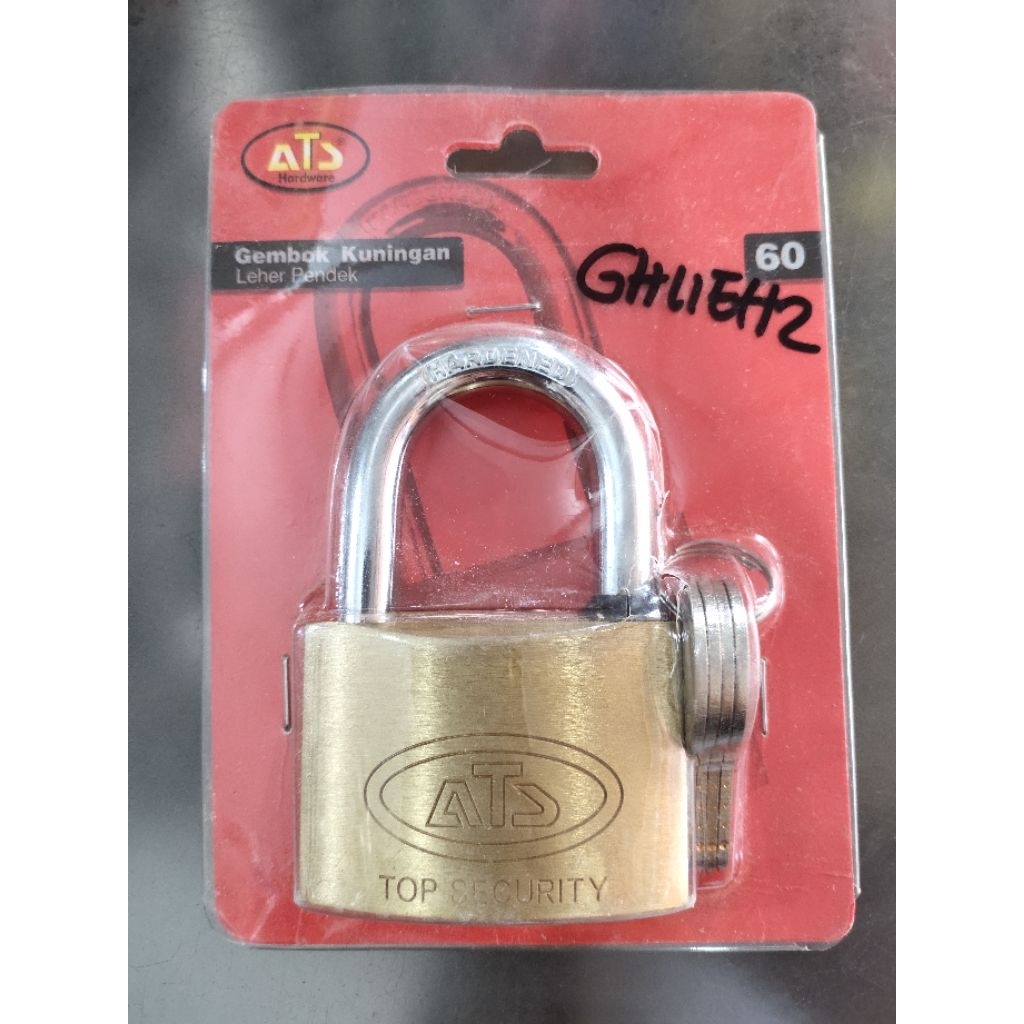 GEMBOK ATS/GEMBOK KUNINGAN LEHER PENDEK ATS 60MM