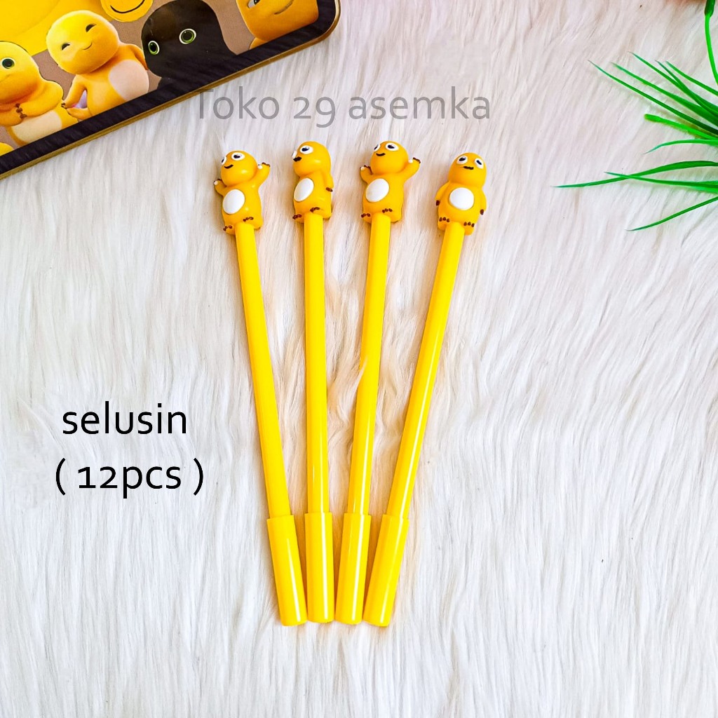 

12PCS SELUSIN PULPEN GEL NAILONG DINO PEN ALAT TULIS BOLPOIN UNIK IMUT MURAH PEN GEL KARAKTER LUCU