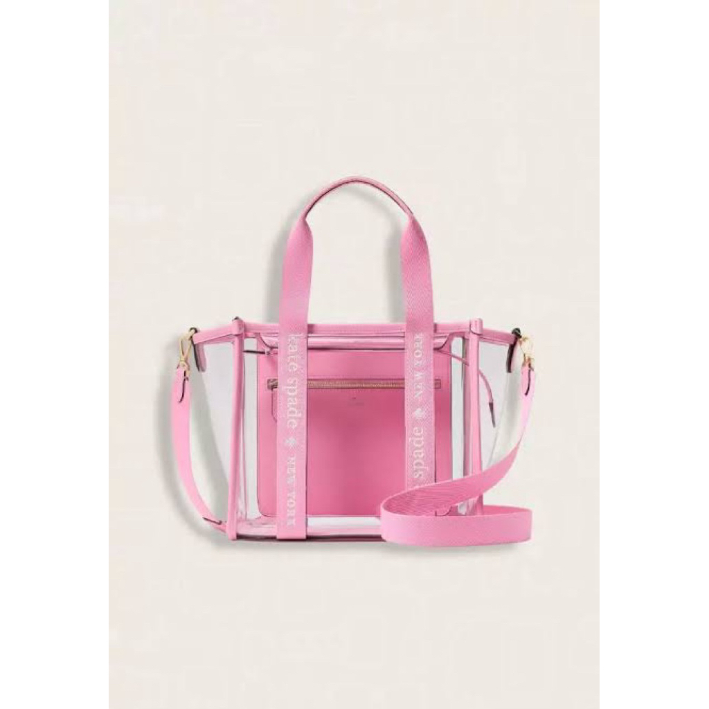 Tas Kate Spade Kip Clear Small Tote Surf Pink AUTHENTIC