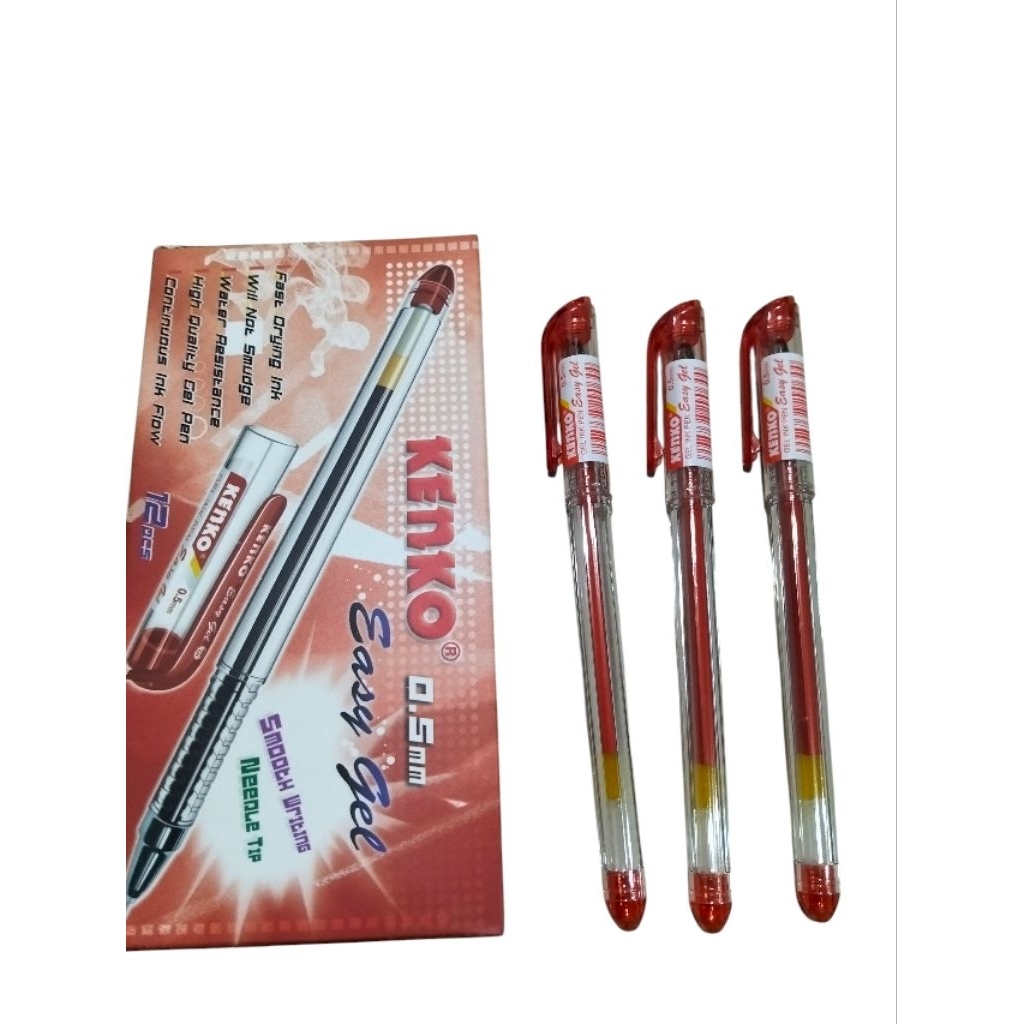 

Pulpen (Lusin) Gel Kenko Easygel 0.5mm Warna Merah – Tinta Cepat Kering & Anti Luntur | 1 Pack Isi 12 pcs - Alat Tulis Kantor/ ATK Murah Medan