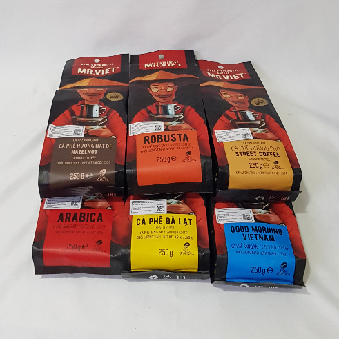 

Mr. Viet Arabica Ground Coffee/ Ca Phe Da Lat/ Good Morning Vietnam/ Hazelnut/ Robusta/ Street Coffee 250g