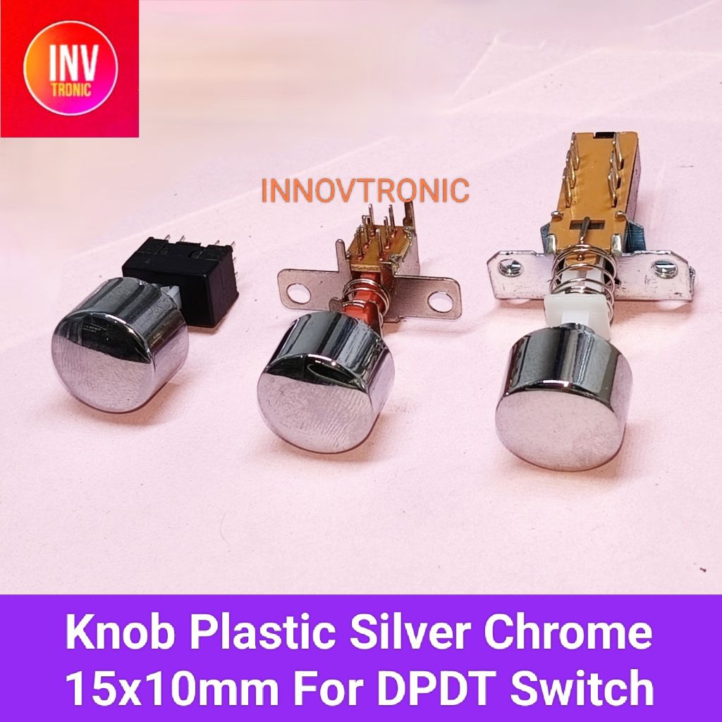 Knob Plastic Silver Chrome 15x10mm For DPDT Switch Audio Amplifier Mixer
