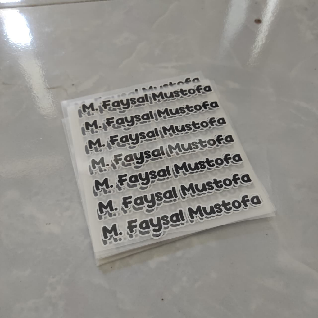 

Stiker Label Nama Anak Custom Sablon Setrika DTF Label Baju, Kaos, Koper Haji - FREE Custom Nama - Raharjo Poduction