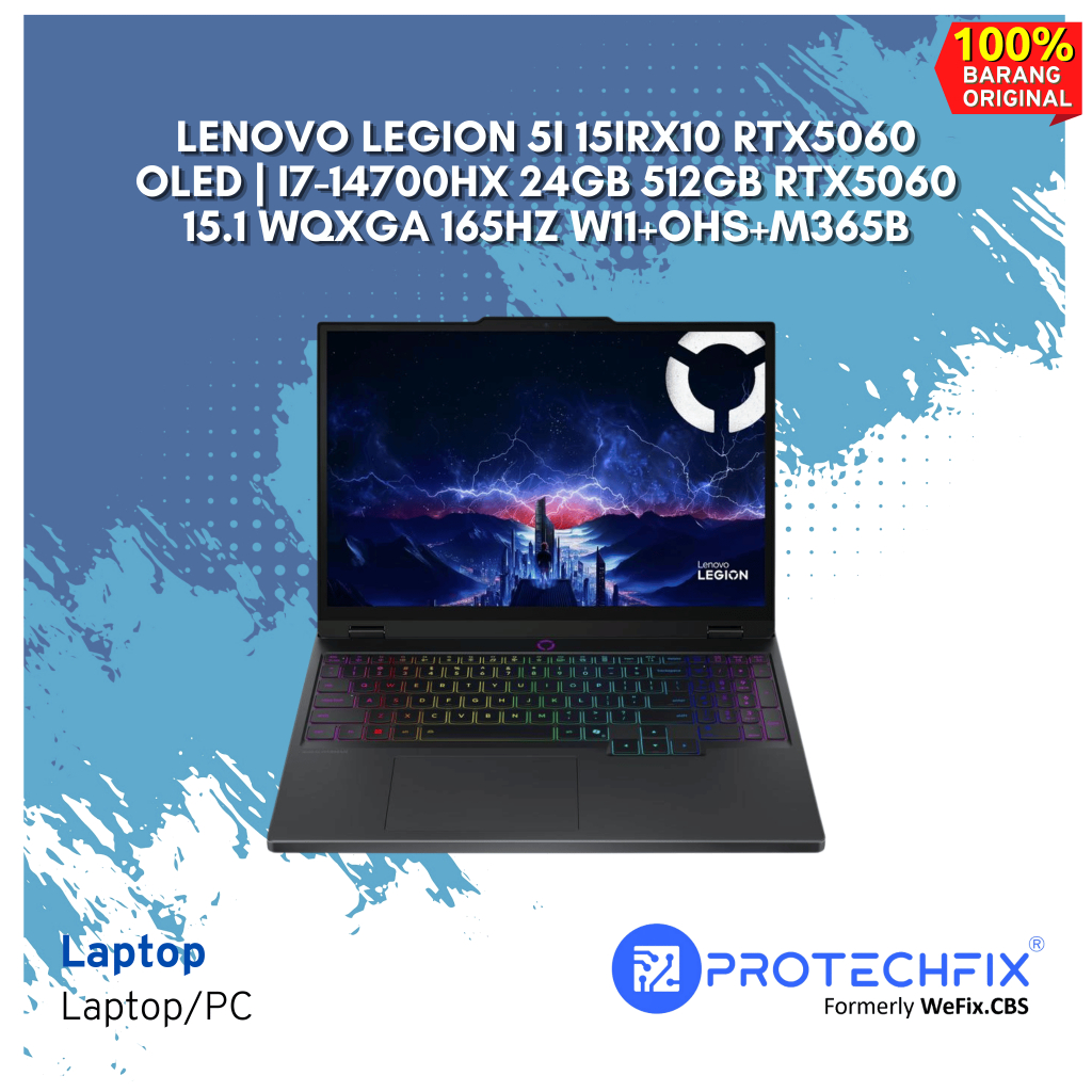 Lenovo Legion 5i 15IRX10 RTX5060 OLED | i7-14700HX 24GB 512GB RTX5060 15.1 WQXGA 165HZ W11+OHS+M365B