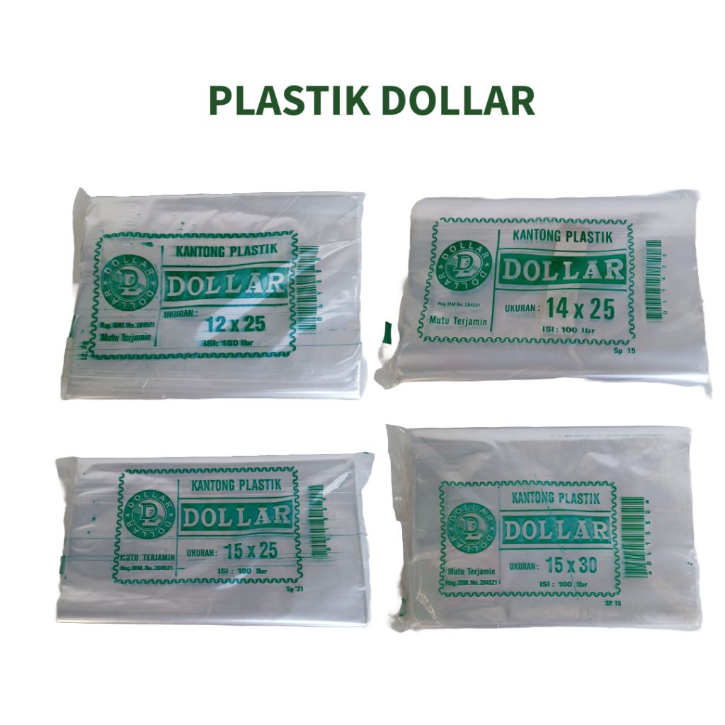 Plastik Dollar Bening 1 Pak Isi 100 Lembar - 12x25 14x25 15x25 15x30