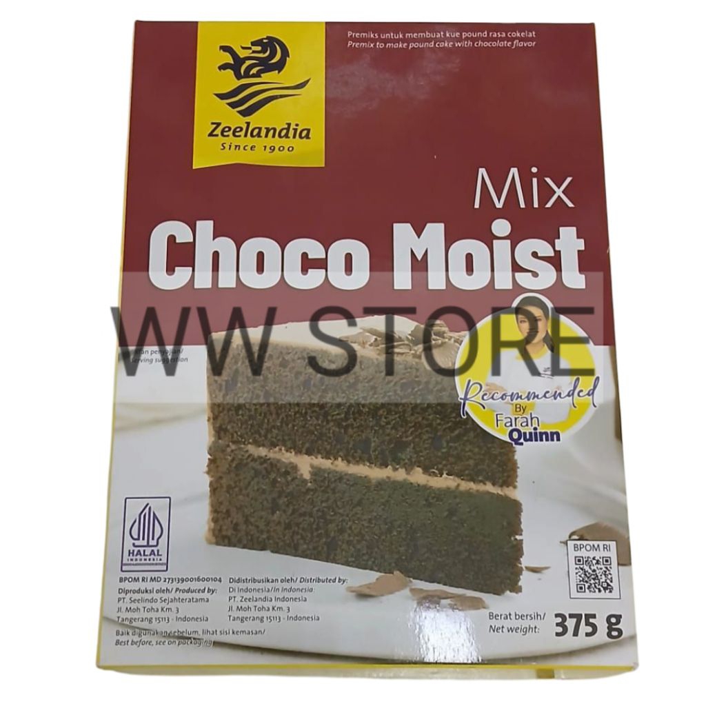 

Premiks untuk membuat kue pound rasa coklat cokelat halal MUI Zeelandia Chocolate Mix Choco Moist 375g