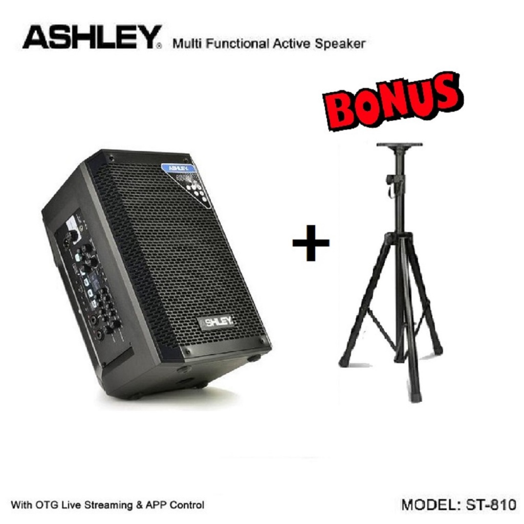 speaker aktif ashley st810 st 810 bonus stand speaker original