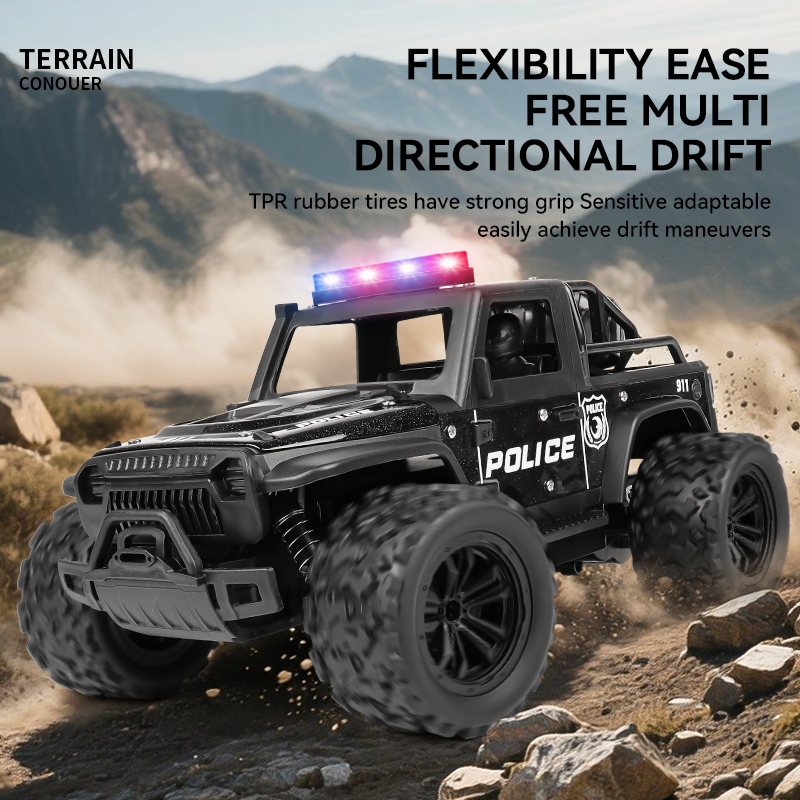 Mobil Polisi Remote Control 2.4GHZ Ukuran Besar Dengan Suara Sirine
