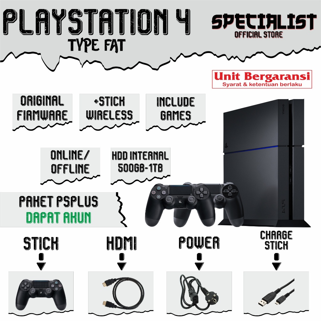 Playstation 4 Type Fat OFW Include Hdd 500GB - 1TB + Full Games Bonus Akun & Langganan