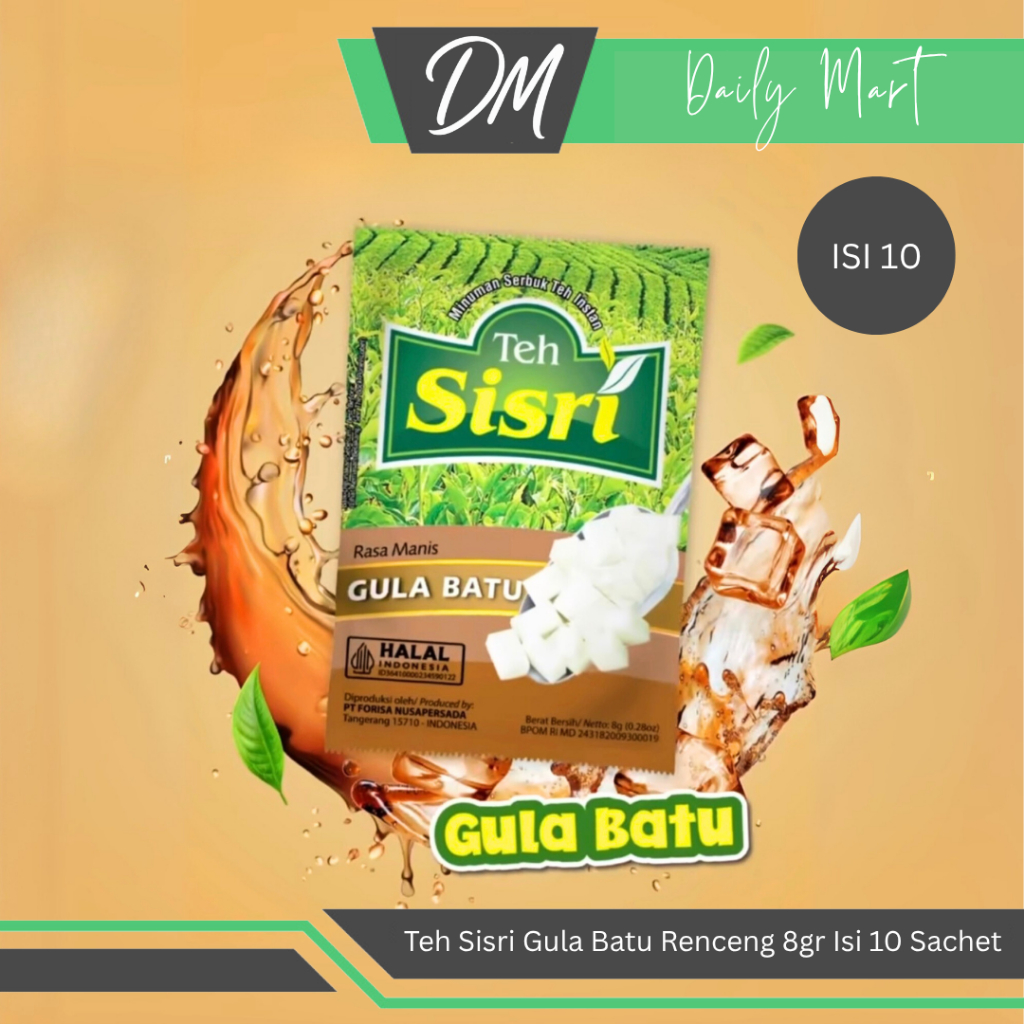 

Teh Sisri Gula Batu Renceng Isi 10 Sachet - Teh Instan Premium Enak Murah