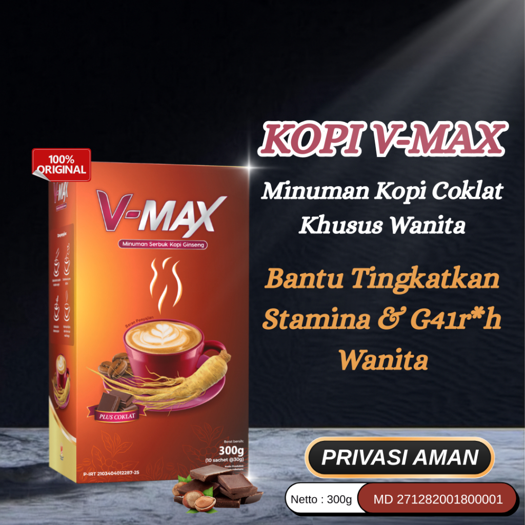 

V MAX COKLAT MINUMAN COKLAT PERANGSAN WANITA CHOCOLATE GINGSENG ASLI